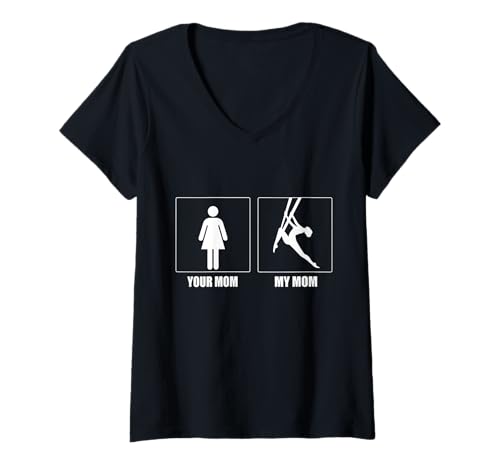 Damen Lustiger Zirkus-Witz Your Mom vs My Mom T-Shirt mit V-Ausschnitt Damen Lustiger Zirkus-Witz Your Mom vs My Mom T-Shirt mit V-Ausschnitt von Circus Life Funny Aerialist Humor Silks Performer