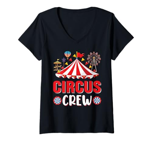 Damen Circus Crew Lustiges Zirkus-Mitarbeiter-Kostüm, Zirkus-Mottoparty T-Shirt mit V-Ausschnitt von Circus Lover Gifts