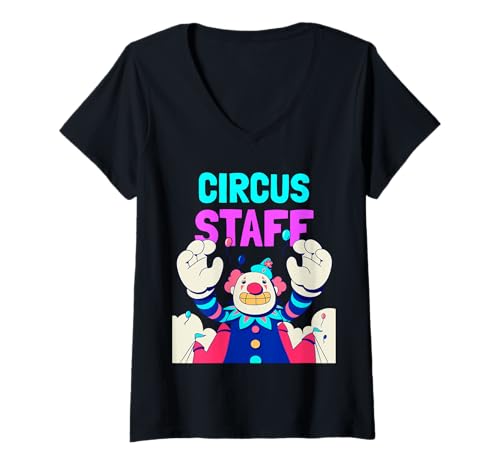 Damen Zirkusstab Lustiges Clown-Kostüm Zirkus T-Shirt mit V-Ausschnitt Damen Zirkusstab Lustiges Clown-Kostüm Zirkus T-Shirt mit V-Ausschnitt von Circus Staff Costumes and Clown Gifts