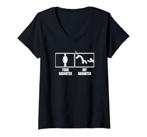 Damen Trapez Artist Your Daughter My Daughter Funny Trapez T-Shirt mit V-Ausschnitt Damen Trapez Artist Your Daughter My Daughter Funny Trapez T-Shirt mit V-Ausschnitt von Circus Trapeze Costume Women