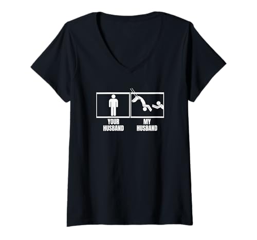 Damen Trapez Artist Your Husband My Husband Wife Funny Trapez T-Shirt mit V-Ausschnitt Damen Trapez Artist Your Husband My Husband Wife Funny Trapez T-Shirt mit V-Ausschnitt von Circus Trapeze Costume Women