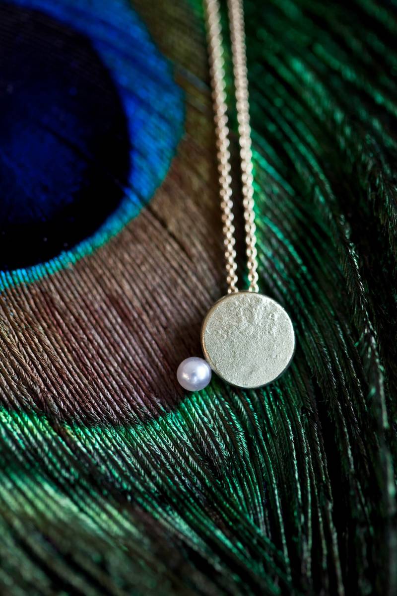 Kette Mit Perle Gold, Halskette Braut Vergoldet, Perlenschmuck, Silber Perlenanhänger Minimal, Hochzeitsschmuck von Cirer