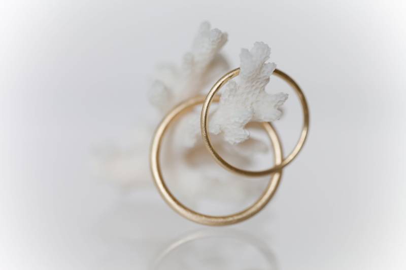 Runde Schmale Trauringe Set, Eheringe Minimal Berlin, Gold Glatt Minimal, Matt, Schlichte Schmal 585 von Cirer