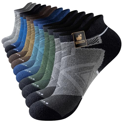 Cirorld 6 Paar Sneaker Socken Herren Damen Atmungsaktive Baumwolle Sportsocken Anti-Blister Gepolsterte Laufsocken Sommer Halbsocken Knöchelsocken Schwarz Weiß 37-42 (Mehrfarbig) von Cirorld