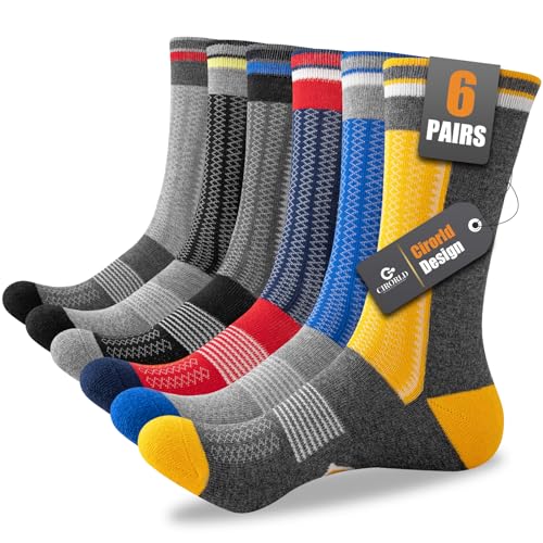 Cirorld Socken Herren 43-46 37-42, 6 Paar Arbeitssocken, Wandersocken, Atmungsaktiv, Tennissocken mit VerstäRkte Sohle, SchweißAbsorbierend, Blasenschutz, Geeignet für Arbeit, Sport, Laufen von Cirorld