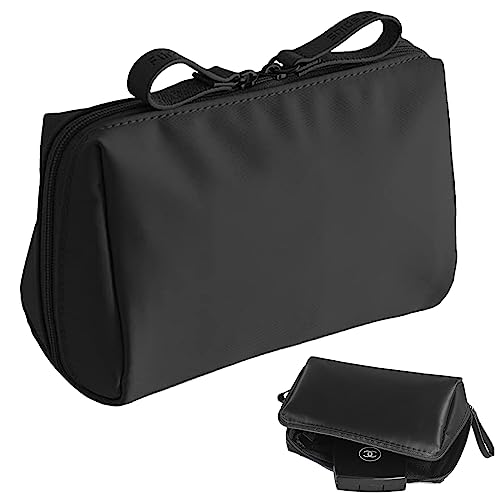 Cisixin Klein Schminktasche, Multicase Kosmetiktasche Nylon wasserdichte Makeup Tasche Waschtasche mit Doppelter Reißverschlussöffnung für Frauen (Schwarz) von Cisixin