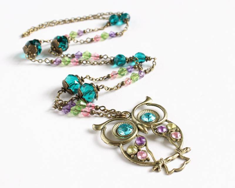 Große Eule Türkis Lange Halskette Große Eule Türkis Lange Halskette von CissyPixie