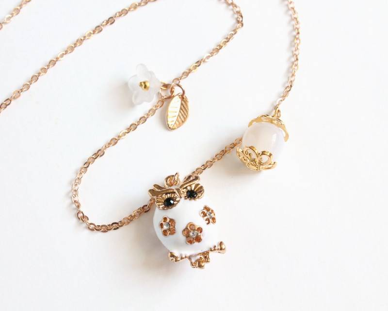 Kleine Eule Lange Halskette | Schwarz Oder Weiß Kleine Eule Lange Halskette | Schwarz Oder Weiß von CissyPixie