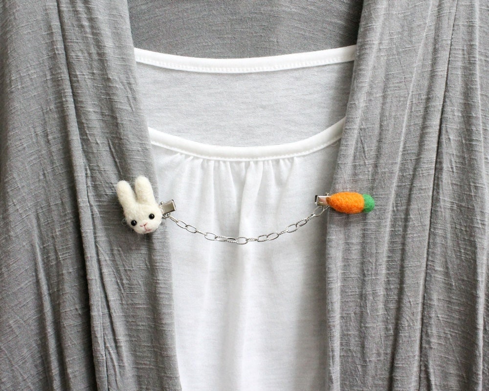 Nadel Gefilzte Hase Und Karotte Pullover Schutz Clips Nadel Gefilzte Hase Und Karotte Pullover Schutz Clips von CissyPixie