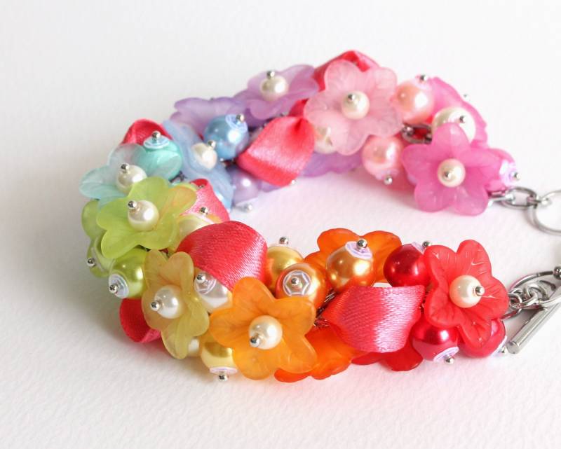 Regenbogen Blume Cluster Armband Und Ohrringe Set Regenbogen Blume Cluster Armband Und Ohrringe Set von CissyPixie
