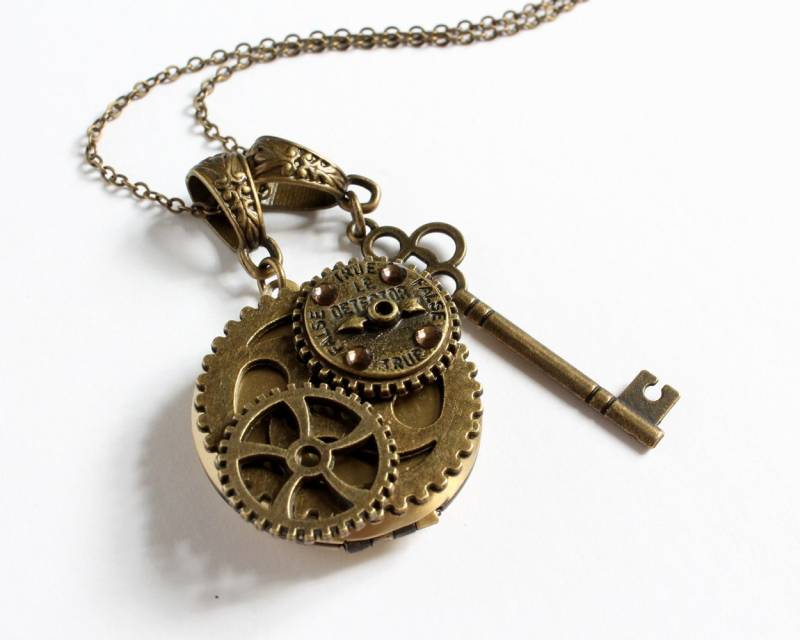 steampunk True False Detektor Locket Mit Schlüssel Halskette steampunk True False Detektor Locket Mit Schlüssel Halskette von CissyPixie