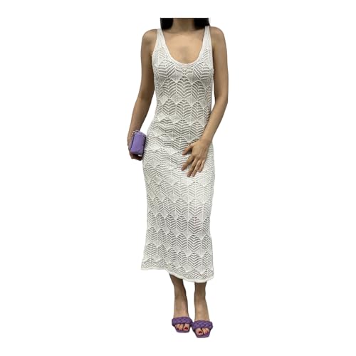 Cistern İstanbul Damen Sommerkleid Gestrickt Freizeitkleid V-Ausschnitt Lang Maxikleider von Cistern İstanbul
