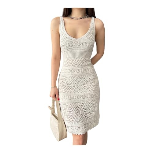 Cistern İstanbul Damen Sommerkleid Gestrickt Freizeitkleid V-Ausschnitt Midikleid von Cistern İstanbul