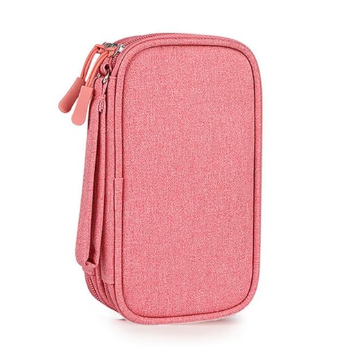 Kabel-Organizer-Tasche, doppellagig, Elektronik-Reise-Organizer, wasserdichte Ladetasche, Universal-Kabel-Ordentasche, Taschen für Kabel, Powerbank, USB-Laufwerk, Ladegerät, Festplatte (Rosa), rose, von Cisyia