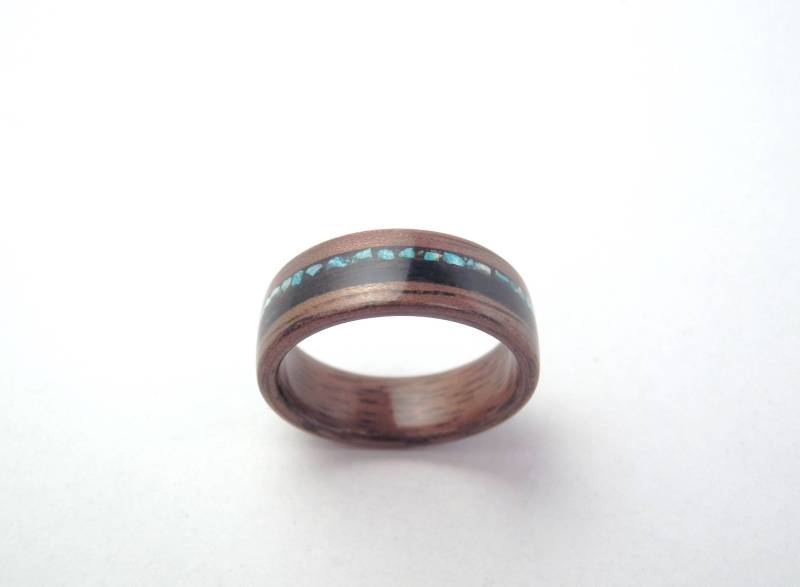 Bentwood Nussbaum Ring Türkis Ebenholz Inlay, Handgefertigter Holzring Bentwood Nussbaum Ring Türkis Ebenholz Inlay, Handgefertigter Holzring von CitadelAtelier