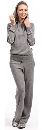 Citizen Cashmere Damen Jogginghose Lounge Pants 100% Kaschmir YogaHose Sporthose Lang Freizeithose Trainingshose mit Taschen Hellgrau Medium 71 700-05-02 von Citizen Cashmere