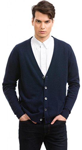 Citizen Cashmere Herren Strickjacke mit Knöpfen - Reine Kaschmir Langarm Jacke mit Fronttasche Handgestrickter Pullover mit V-Ausschnitt von Citizen Cashmere