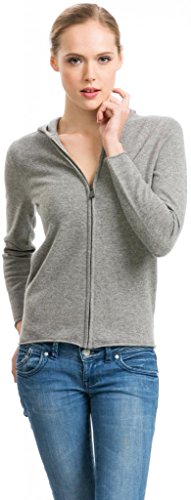 Citizen Cashmere Zip Up Hoodie für Frauen - Reine Kaschmir handgestrickt Damen Slim Fit Schnitt Hoody mit Langen Ärmeln Metall Reißverschluss von Citizen Cashmere