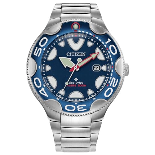 Citizen Promaster Eco-Drive Herren-Armbanduhr 46 mm, silberfarbenes Edelstahlgehäuse und Armband mit blauem Zifferblatt (BN0231-52L), Blau, Militär von CITIZEN