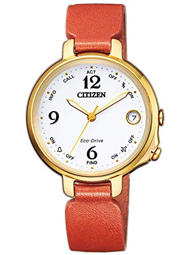 CITIZEN Damen Analog Eco-Drive Bluetooth Uhr mit Leder Armband Orange EE4012-10A von CITIZEN