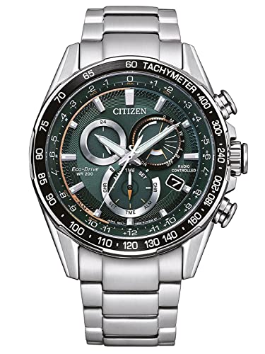 Citizen Herren Analog Solar Uhr mit Edelstahl Armband CB5914-89X, Grün von Citizen