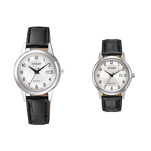 Citizen Damen Analog Quarz Uhr mit Leder Armband FE1081-08A & Herren Analog Quarz Uhr mit Leder Armband AW1231-07A von Citizen