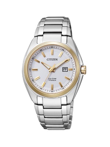 Citizen Damen-Armbanduhr XS Super Titanium Analog Quarz Titan EW2214-52A, Weiß von CITIZEN