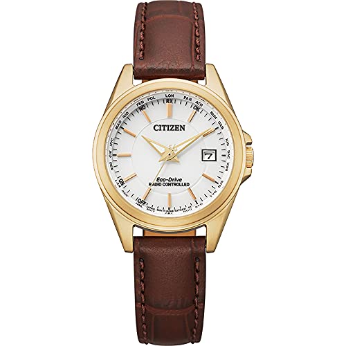 CITIZEN Damen Analog Quarz Uhr mit Leder Armband EC1183-16A, Weiß von CITIZEN