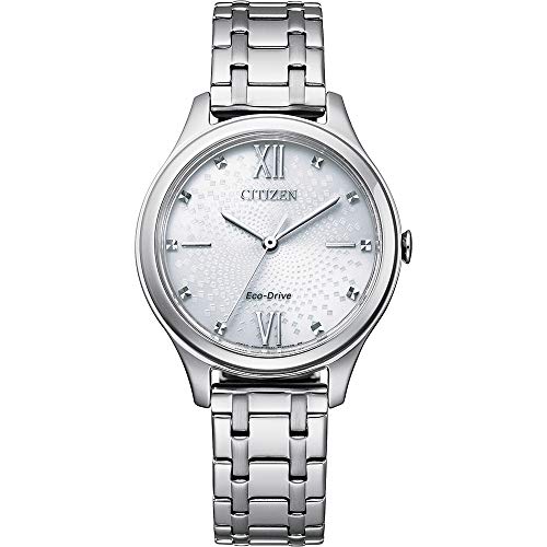 Citizen Damen Analog Eco-Drive Uhr mit Edelstahl Armband EM0500-73A, Silber von Citizen
