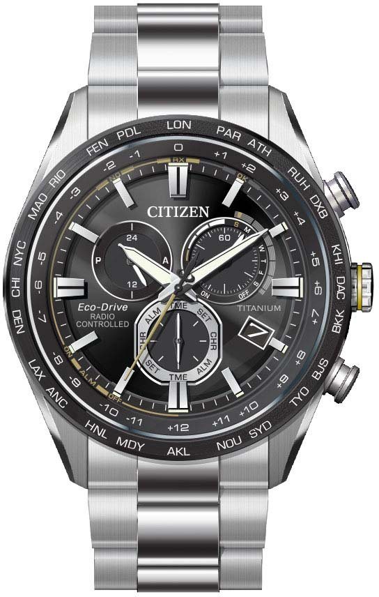 Citizen Funkchronograph CB5947-80E, Armbanduhr, Herrenuhr, Solar, Titan, Datum, Stoppfunktion von Citizen