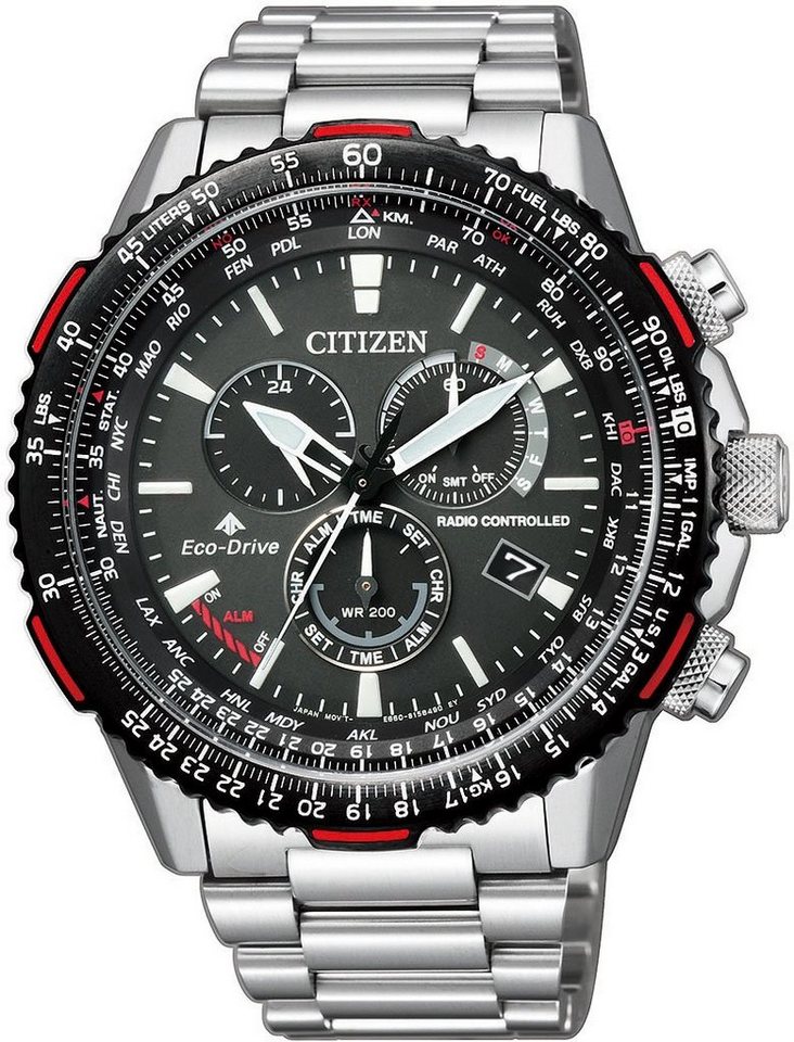 Citizen Funkchronograph Promaster Sky CB5001-57E, Armbanduhr, Herrenuhr, Solar, Stoppfunktion, bis 20 bar wasserdicht von Citizen