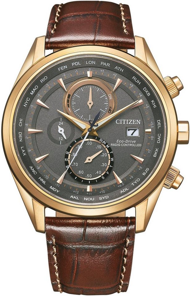 Citizen Funk-Multifunktionsuhr AT8263-10H, Armbanduhr, Herrenuhr, Solar, Lederarmband, Saphirglas, Datum von Citizen