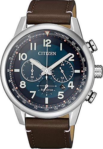 Citizen Herren Analog Eco-Drive Uhr mit Leder Armband CA4420-13L, Silber von Citizen