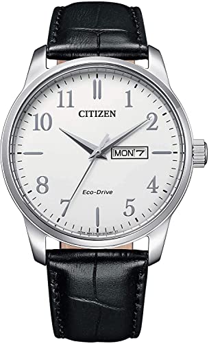 Citizen Herren Analog Quarz Uhr mit Leder Armband BM8550-14AE, Weiß von Citizen
