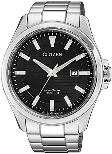 Citizen Herren Analog Eco-Drive Uhr mit Super Titanium Armband BM7470-84E, Silber von CITIZEN