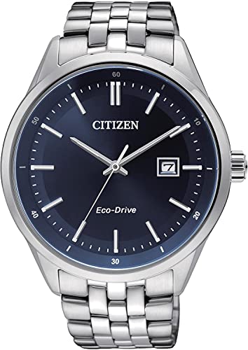 Citizen Herren Analog Quarz Uhr mit Edelstahl Armband BM7251-53L, Blau von CITIZEN