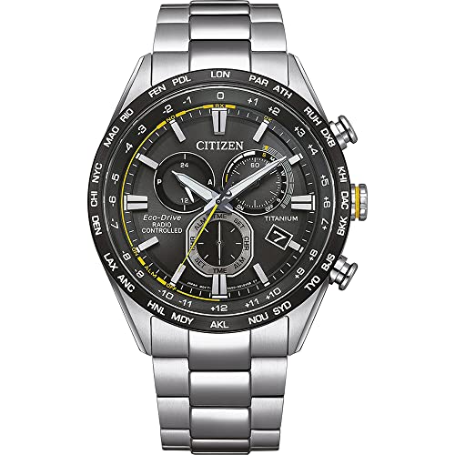 Citizen Herren Eco-Drive Solar Funk Chronograph Armbanduhr aus Titan mit Titan Armband - CB5947-80E von CITIZEN