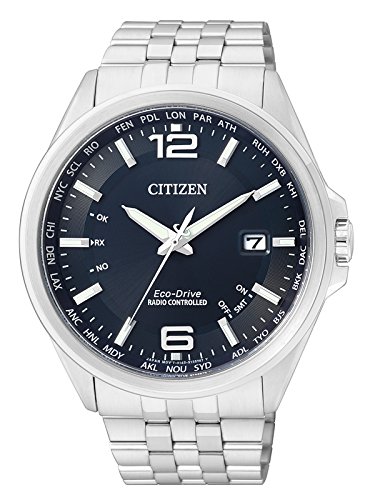 CITIZEN Herren Analog Quarz Uhr mit Edelstahl Armband CB0010-88L, Blau von Citizen