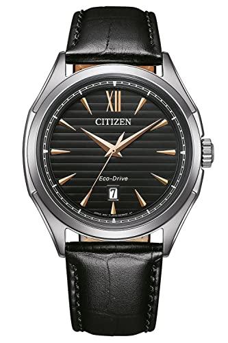 CITIZEN Herren Analog Japanisches Quarzwerk Uhr mit Leder Armband AW1750-18E, Schwarz von CITIZEN