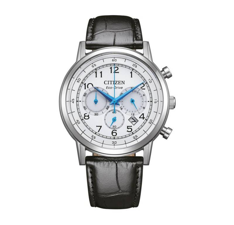 Citizen Quarzuhr Citizen Chronograph für Herren aus Edelstahl, schwarzes Leder von Citizen