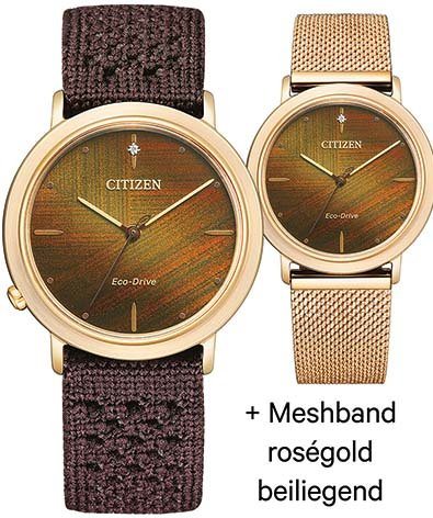 Citizen Solaruhr EM1003-48X, (Set, 2-tlg., mit Wechselband), Armbanduhr, Damenuhr, Saphirglas von Citizen