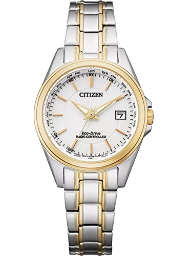 CITIZEN Damen Analog Japanisches Quarzwerk Uhr mit Edelstahl Armband EC1186-85A, Weiß von CITIZEN