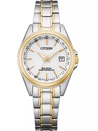 CITIZEN Damen Analog Japanisches Quarzwerk Uhr mit Edelstahl Armband EC1186-85A, Weiß von Citizen