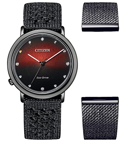 Citizen Damen Analog Quarz Uhr mit Nylon Armband EM1007-47E von Citizen