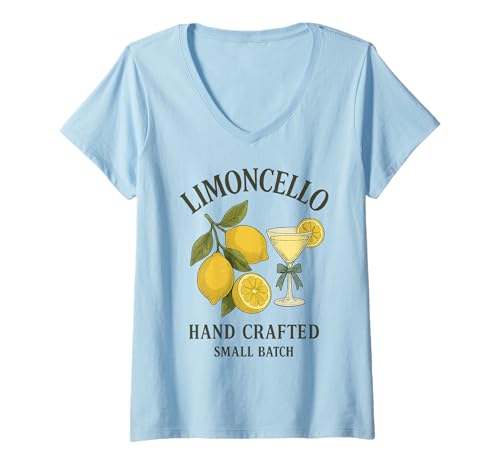 Damen Limoncello Retro Zitrone Cocktail T-Shirt mit V-Ausschnitt Damen Limoncello Retro Zitrone Cocktail T-Shirt mit V-Ausschnitt von Citrus Drink Apparel