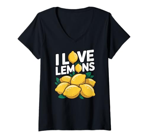 Damen Ich Liebe Zitronen Juicy Fun Citrus Lover T-Shirt mit V-Ausschnitt Damen Ich Liebe Zitronen Juicy Fun Citrus Lover T-Shirt mit V-Ausschnitt von Citrus Enthusiast Bold Fresh Vibrant Fun