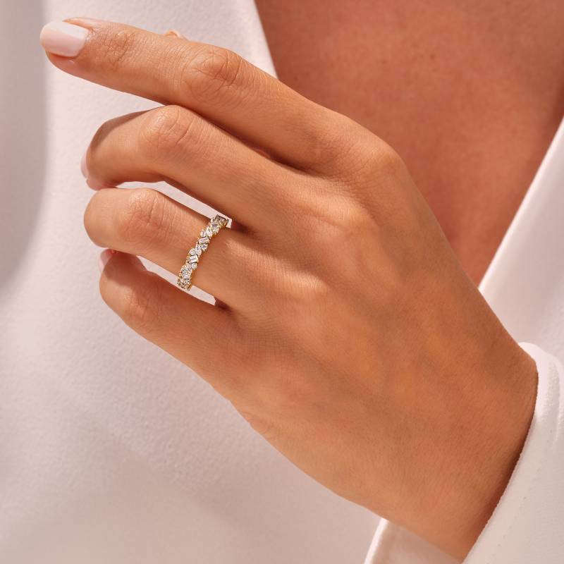 14K Gold Multi-Cut Ehering/Eleganter Stapelring Für Frauen Solid Multi-Stein Jahrestag Geschenk Sie von CittaliFineJewelry