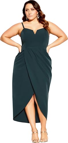 CITY CHIC Damen Dress-Sassy V Kleid, smaragdgrün, 50 Plus von City Chic