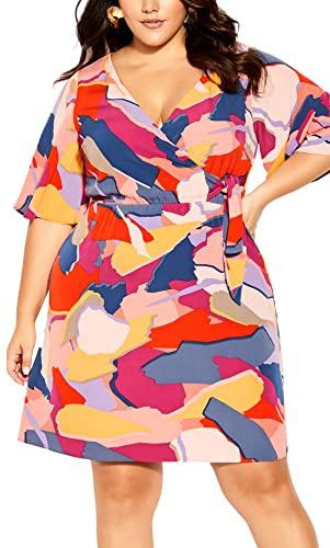 CITY CHIC Damen Plus Size Bretagne Kleid, Fett Abstrakt, 48 CITY CHIC Damen Plus Size Bretagne Kleid, Fett Abstrakt, 48 von City Chic