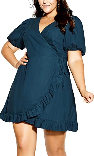 CITY CHIC Damen Plus Size Rüschen Träume Kleid, Alpine, 48 von City Chic